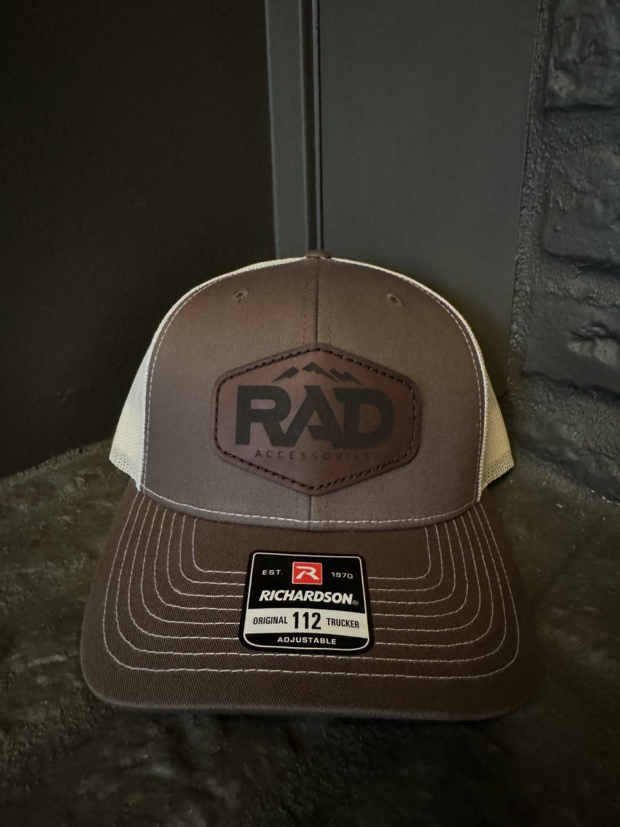 Rad Accessories Snap Back Leather Patch Trucker Hat Chocolate Chip & Birch