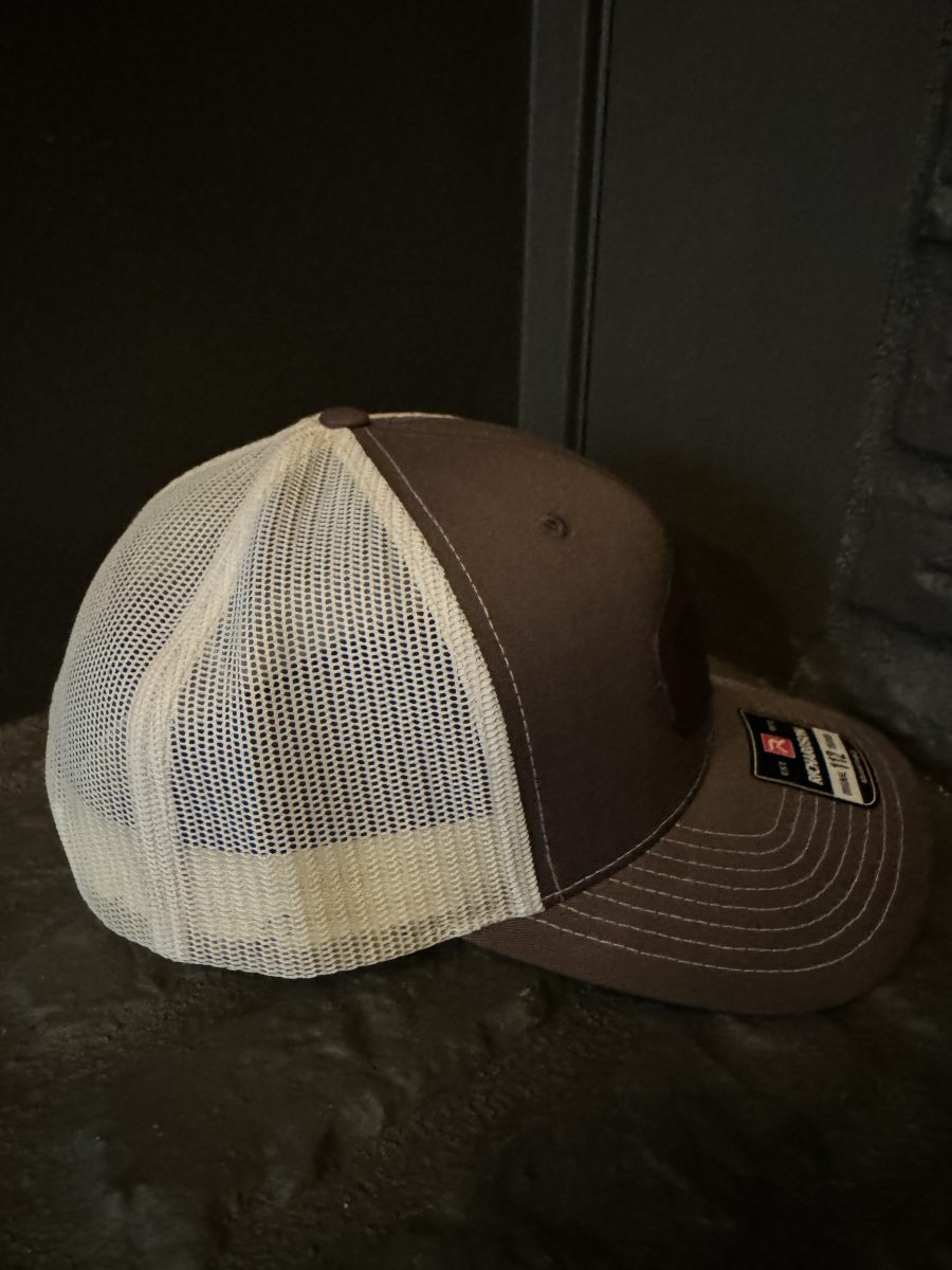 Rad Accessories Snap Back Leather Patch Trucker Hat Chocolate Chip & Birch - Image 3