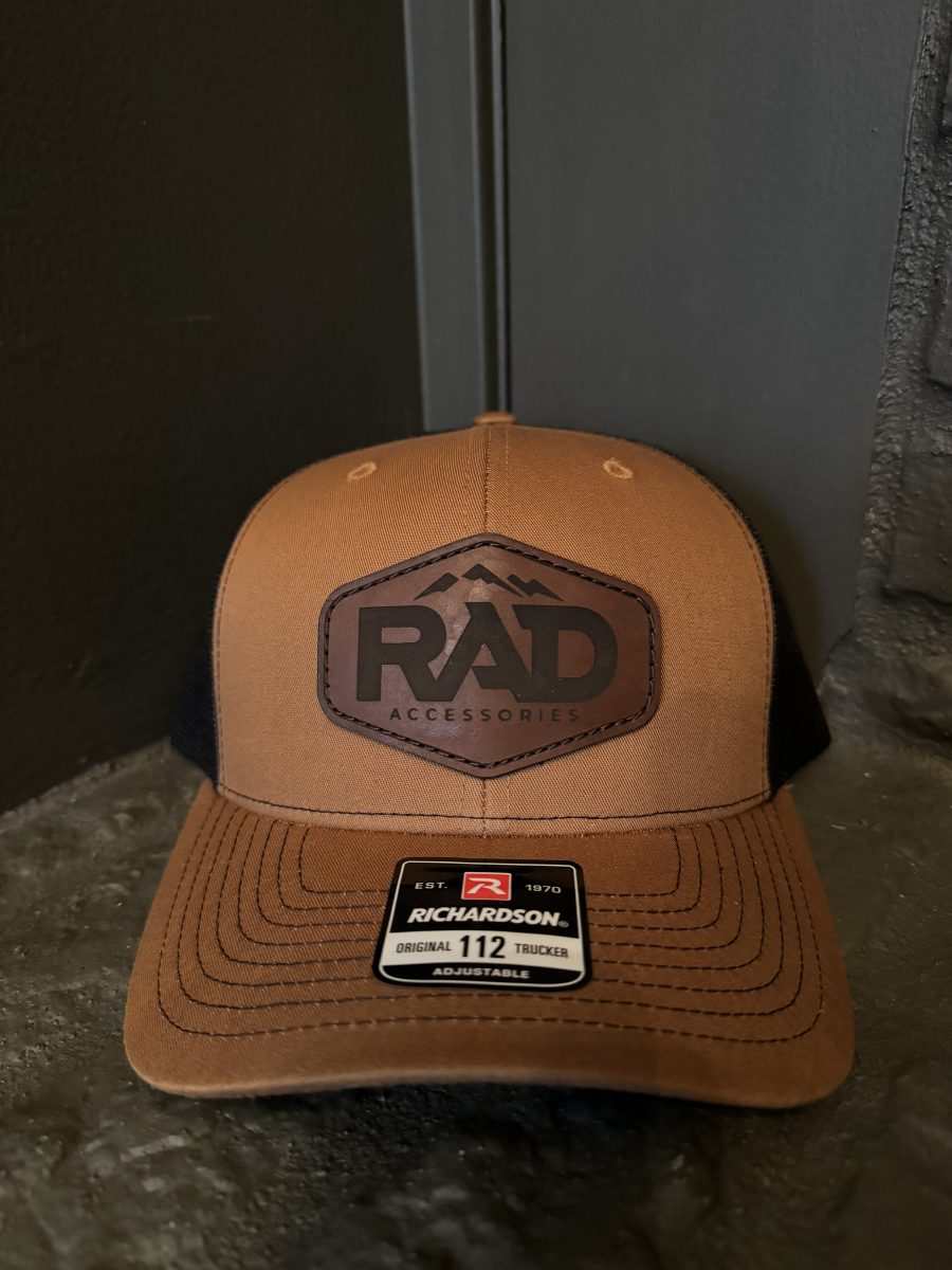 Rad Accessories Snap Back Leather Patch Trucker Hat Caramel & Black