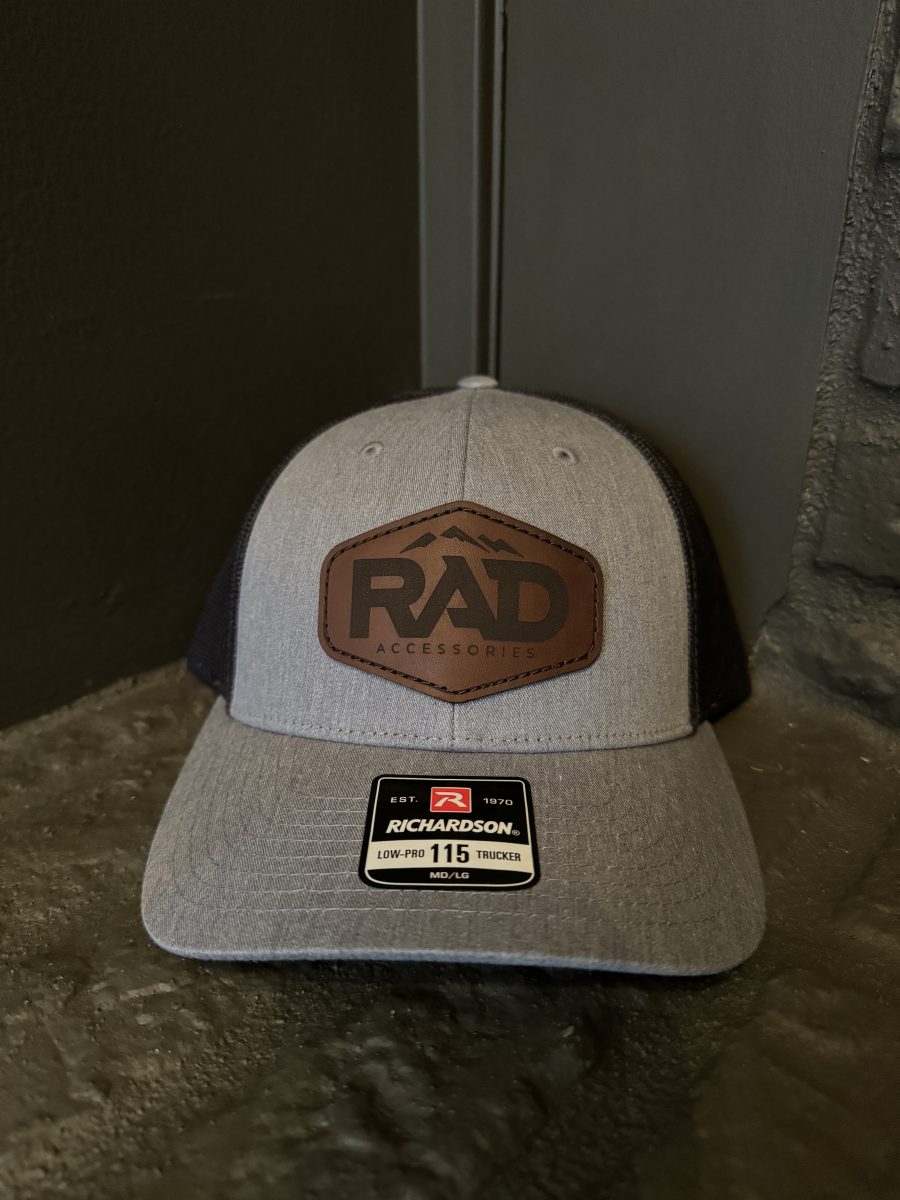 Rad Accessories Snap Back Leather Patch Trucker Hat Heather Grey & Charcoal