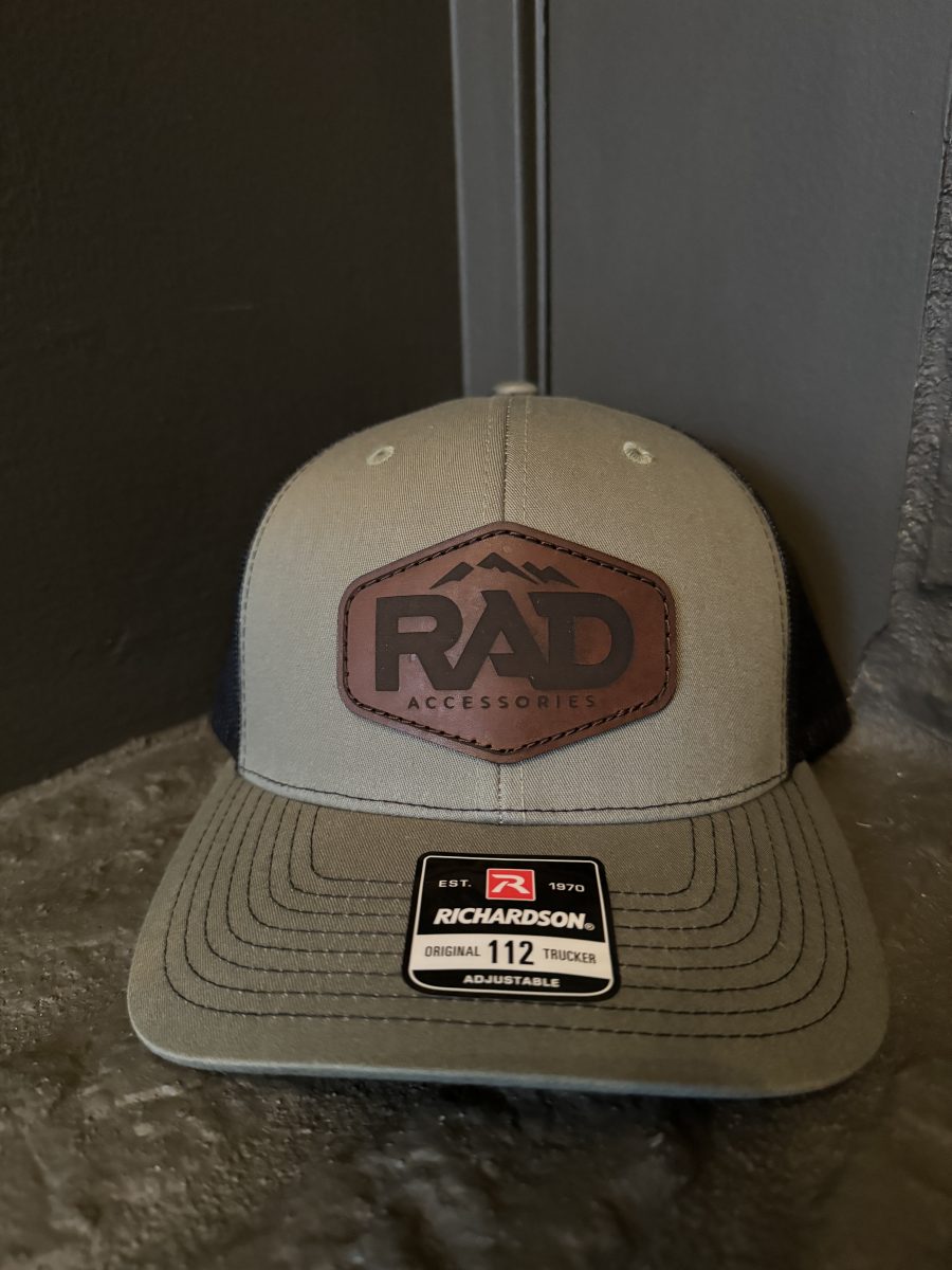 Rad Accessories Snap Back Leather Patch Trucker Hat Loden Green and Black